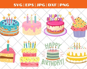 Birthday cake SVG, Birthday Cake Vector, Birthday Cake Slice Svg, Birthday Cake Slices Svg, Birthday Cake Clipart, Cut Files, PNG,Printables