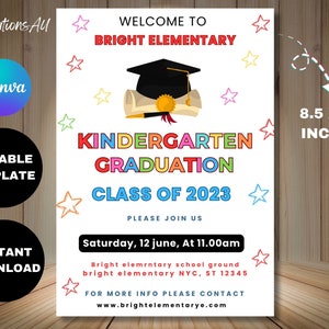 Editable Kindergarten Graduation Invitation Template (Digital Download)