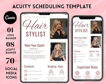 Hair Stylist Acuity Scheduling Template | Hair Booking & Scheduling Site Template | DIY Acuity Template for Hair Professionals