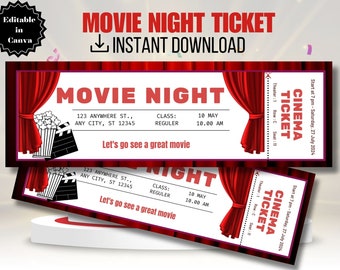 Printable Movie Tickets. Cinema Themed Gift Reveal Ticket. Printable Boarding Pass. Instant Download