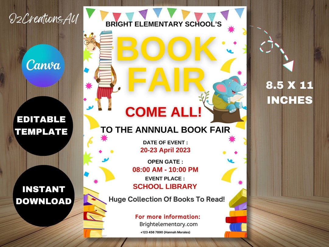 EDITABLE Book Fair Flyer Printable School Fundraiser Invitation