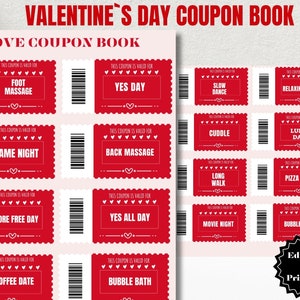 Love Coupon Book Printable Editable Love Coupons Couple Coupons Romantic Gift for him gift for her Birthday gift Anniversary Gift Printable