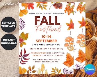 Herbstfest Flyer Vorlage: Herbst Ernte Party Einladung (Digitaler Download)