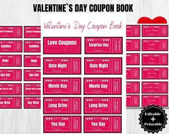Customizable Love Coupon Book | Printable Coupon Book, Valentine's Day Gift, Last Minute Gift Idea, Anniversary Gift, Gift for Him, DIY Gift