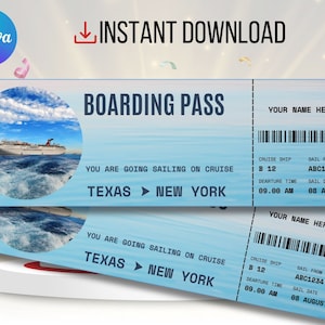 EDITABLE Cruise Ticket Template, CRUISE Boarding Pass, Cruise Ticket Vacation, Surprise Trip, Travel Ticket Gift, Canva template