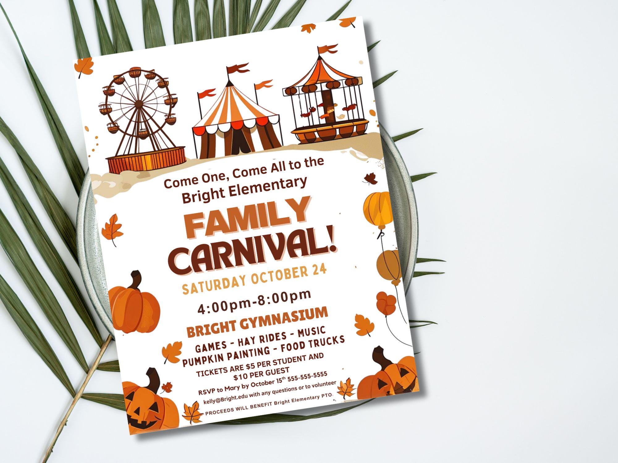 Editable Fall Carnival Flyer Template, Autumn Festival Invitation, DIY ...