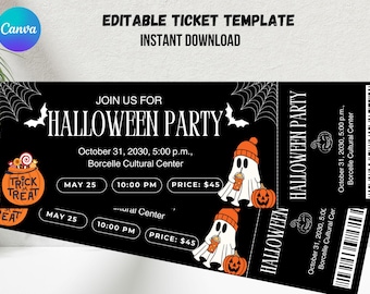 Ghost Halloween Ticket Invitation: Spooktacular Party, Editable (Digital Download)