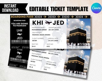 Editable Hajj Boarding Pass: Umrah Mubarak Gift (Digital Download)