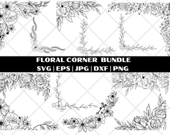 Flower Corner SVG Bundle, Flower Border, Flower Corner, Plant corner wedding border decor for cricut