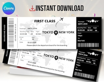 Editable Boarding Pass Template: Canva Airplane Ticket (Instant Download)
