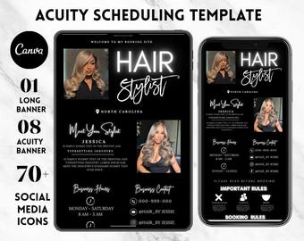 Hair Stylist Acuity Scheduling Template | Hair Booking & Scheduling Site Template | DIY Acuity Template for Hair Professionals