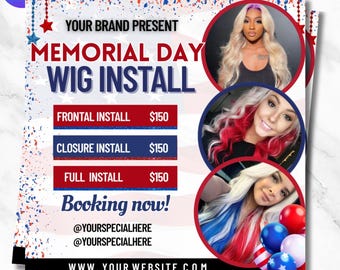 Folleto de belleza del 4 de julio: Cabello, pestañas y cejas - Plantilla de Canva (Descarga PDF)