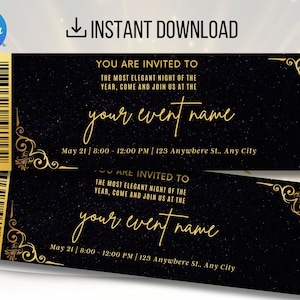 Event Ticket Vorlage, EDITIERBARE DIY Event Printable, Überraschungs getaway Einladung, Weihnachten, Geschenk für ihn