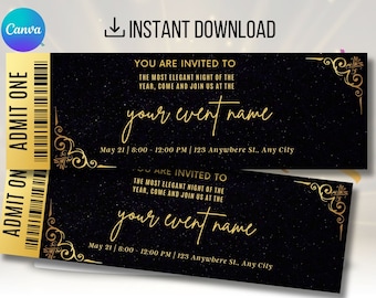 Event Ticket Template, EDITABLE DIY Event Printable, Surprise Getaway Invitation, Christmas, Gift for him