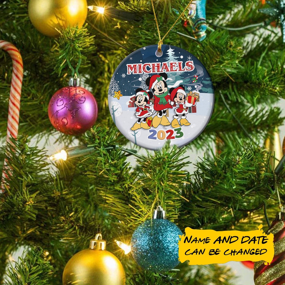 Personalized Minnie Mouse Santa Christmas Ornament Customized Etsy