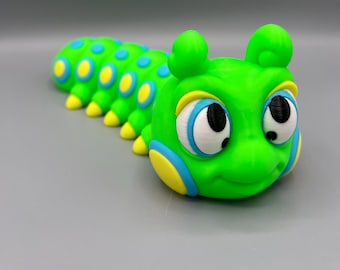 3D Printed Flexi Caterpillar Toy: Articulating Fidget Insect - UV Reactive