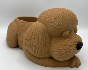 Sleepy Poodle Planter: 3D Printed Dog Succulent Planter