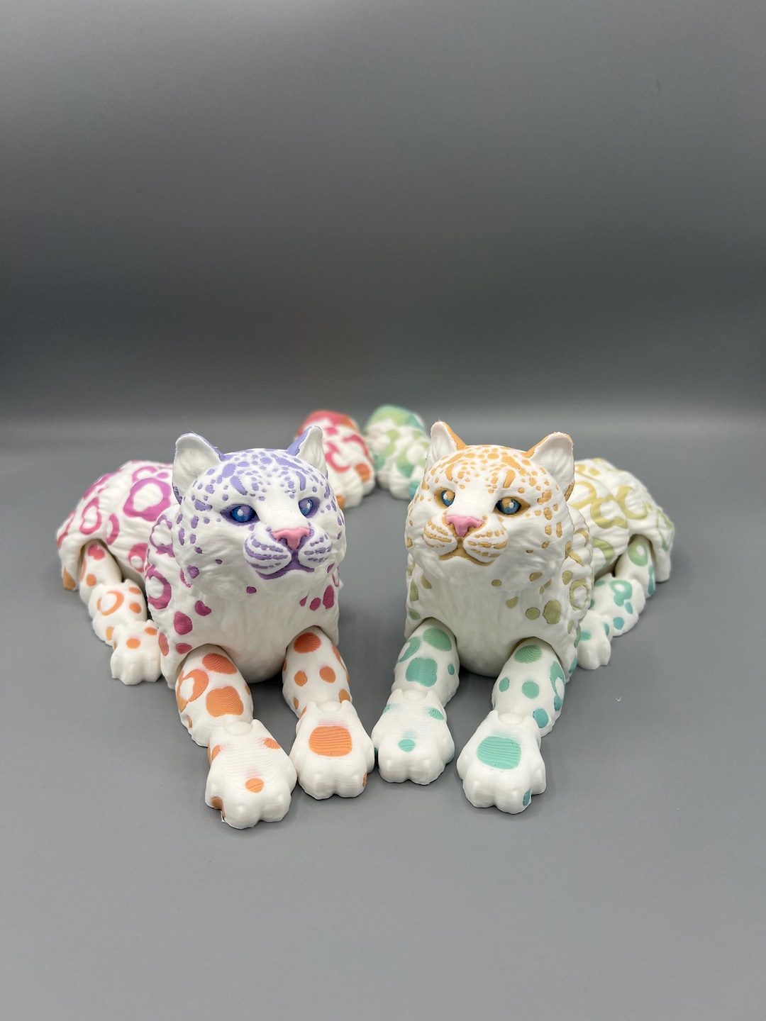 3D Printed Articulating Rainbow Snow Leopard: Fidget Toy - Etsy