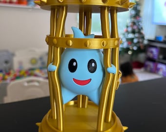 Luma in Gold Cage: Super Mario Fan Gift, 3D Printed Desk Ornament