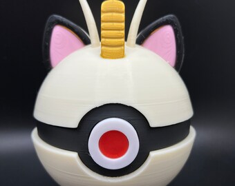 Meowth Pokeball: 3D Printed Cat Ball Figurine