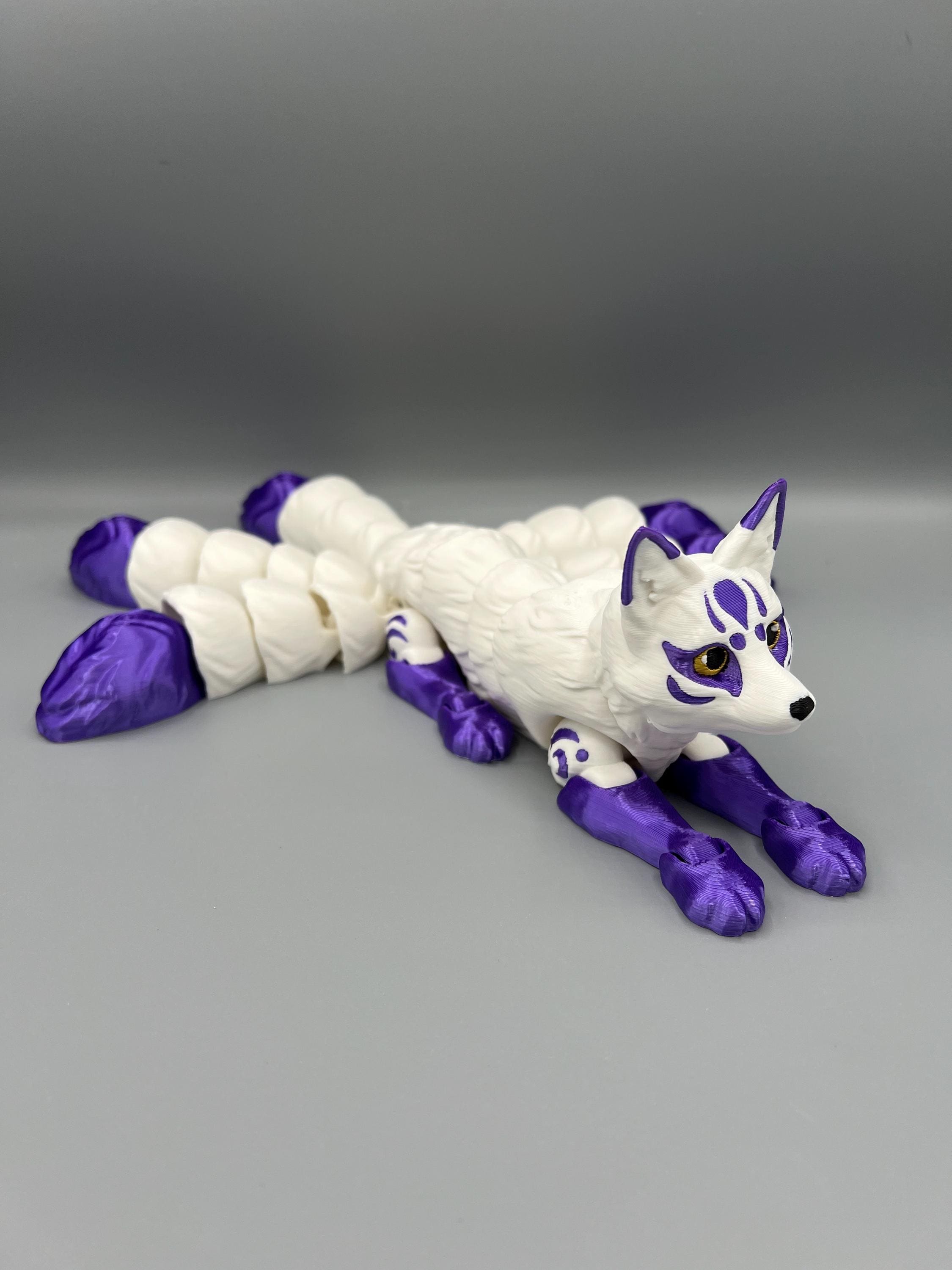3D Printed Kitsune Figurine: Articulated Flexible Fidget Toy - Etsy