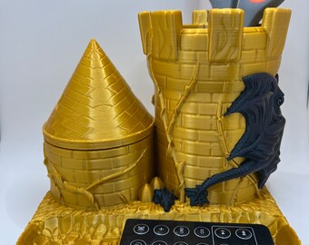 Dragon Castle-bureauopberger: 3D-geprinte middeleeuwse pen- en telefoonhouder