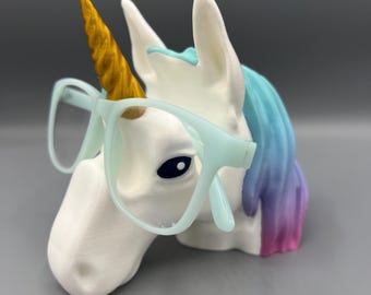 Unicorn Eyeglasses Holder - Eyeglass Accessories - Eyeglass Storage - Eyeglass Dock - 3D Printed Unicorn - Rainbow Unicorn - Unicorn Gift