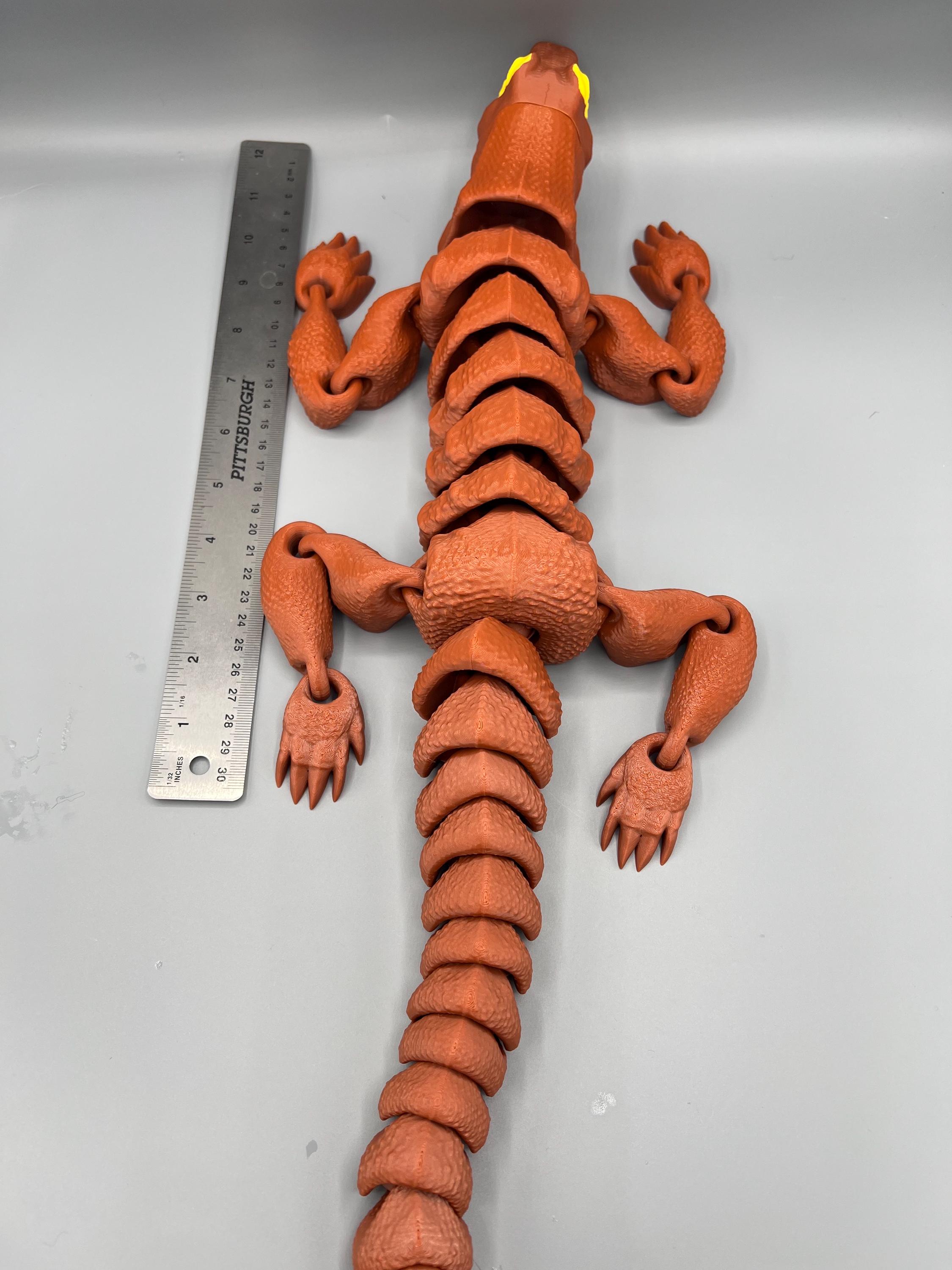 3Dプリントされたコモドドラゴンの関節式おもちゃ - 23インチ Flexi