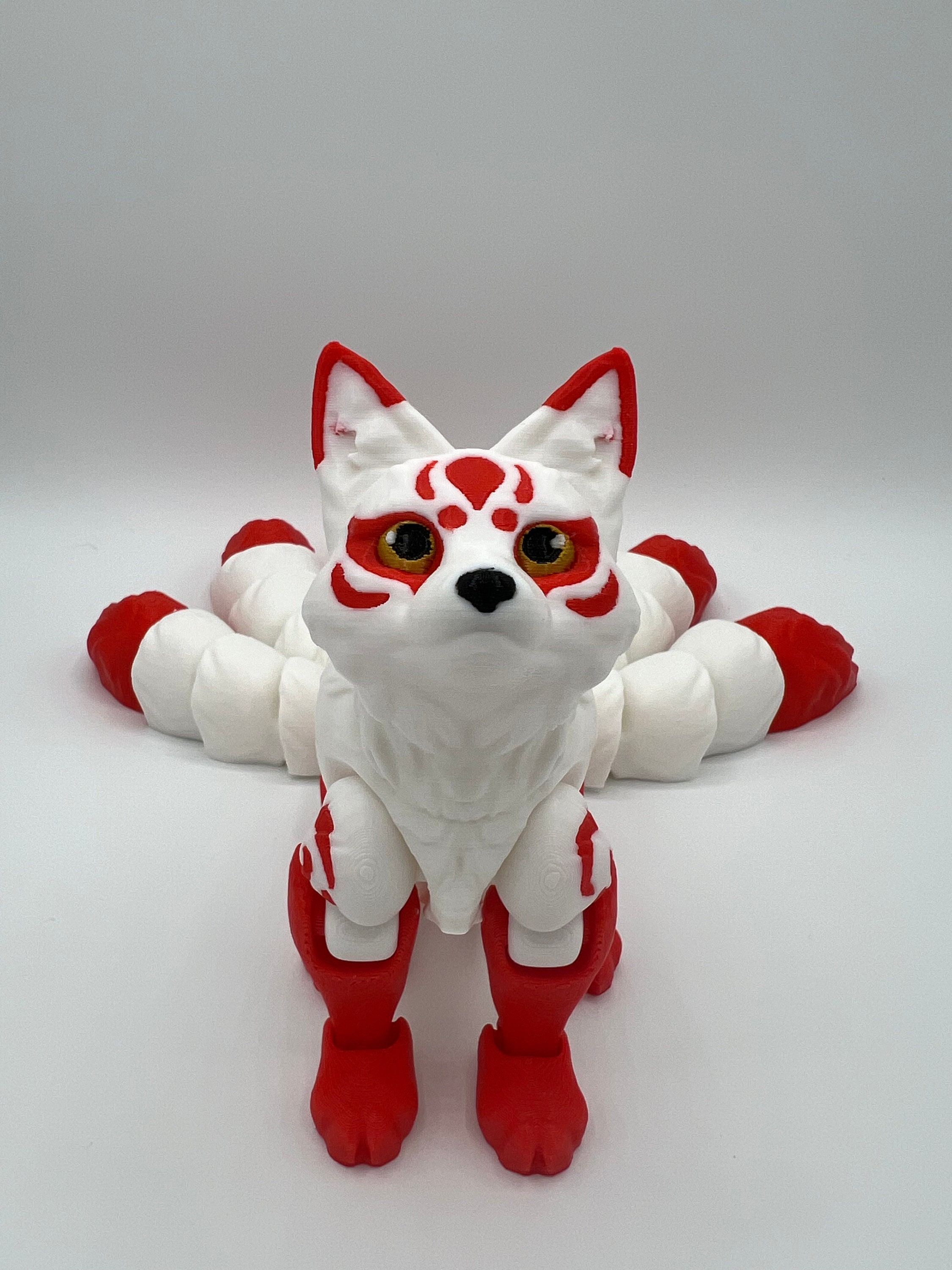 3D Printed Kitsune Figurine: Articulated Flexible Fidget Toy - Etsy