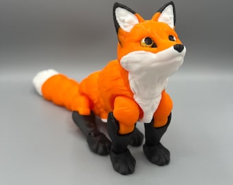 Figura articulada de zorro flexible: juguete antiestrés articulado impreso en 3D