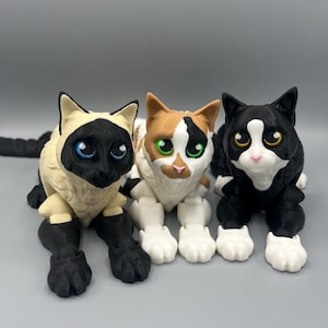 Chat flexible articulé - chat kawaii - chat mignon - chat imprimé en 3D - cadeau pour amoureux des chats - jouet chat agité - jouet de bureau - jouet anti-stress - chaton