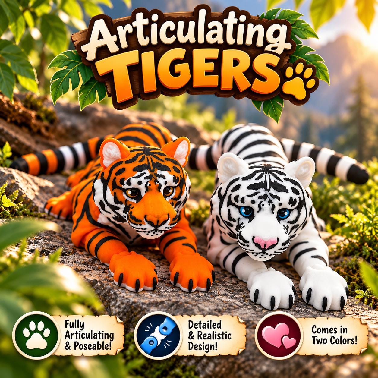 15in Flexi Articulating Tiger: 3D Printed Fidget Toy - Etsy Canada