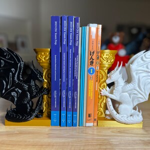 Dragon Bookends - Bookends - Dragon Book Storage - Book Stands - Bookshelf Bookends - Dragon Fanart - Reading Accessories - Shelf Display