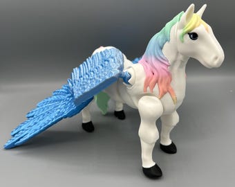3D Printed Articulating Rainbow Pegasus: Fantasy Fidget Toy