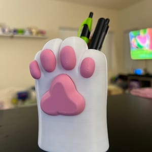 Porte-stylo patte de chat imprimé en 3D : décoration de bureau kawaii