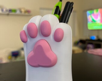 Portalápices con forma de pata de gato impreso en 3D: decoración de escritorio kawaii