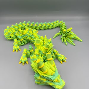 31 in Bamboo Dragon - 3D Printed Articulating Flexi Dragon - Fantasy Desk Toy - Dragon Gift - Fidget Dragon - Sensory Toy - Dragon Display