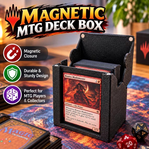 Magnetic MTG Deck Box: Commander Card Storage, Gaming Accessory