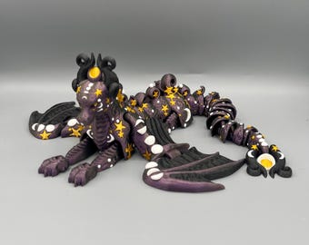 3D Printed Galaxy Dragon Fidget Toy: Articulated Lunar Figurine