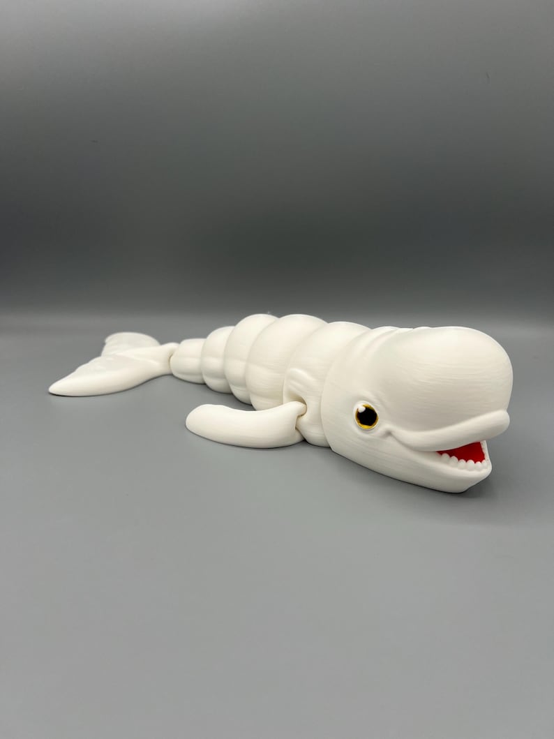 3D Printed Articulating Beluga Whale: Customizable Fidget Toy - Etsy