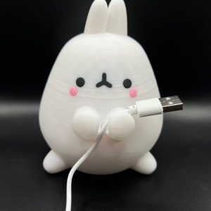 Porte-câbles lapin kawaii : décoration de bureau imprimée en 3D