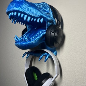 3D Printed T-Rex Headphone Hanger: Wall Mounted Dinosaur Headset Holder
