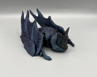 Flexi Bat Figurine: Articulating 3D Printed Burnt Titanium Shimmer Toy