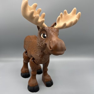3D Printed Articulating Moose Fidget Toy: Poseable Animal Figurine