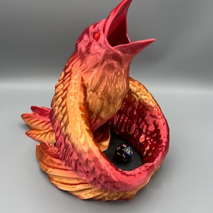 3D Printed Raven Dice Tower: Galaxy Black & Fiery Red - DnD RPG Gaming