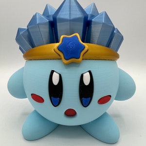 Ice Kirby 3D Figurine: Blue Kirby Fan Art Decor