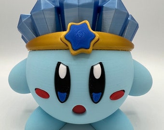 Ice Kirby 3D Figurine: Blue Kirby Fan Art Decor