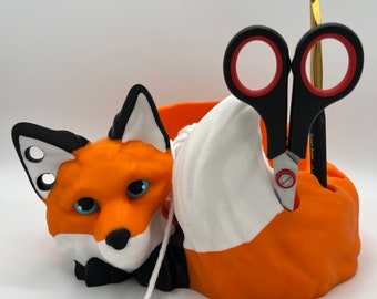 Bol de fil de renard - bol de renard - bol de fil - cadeau pour crocheteurs - accessoires de crochet - tricot - couture - renard mignon - renard orange - fil