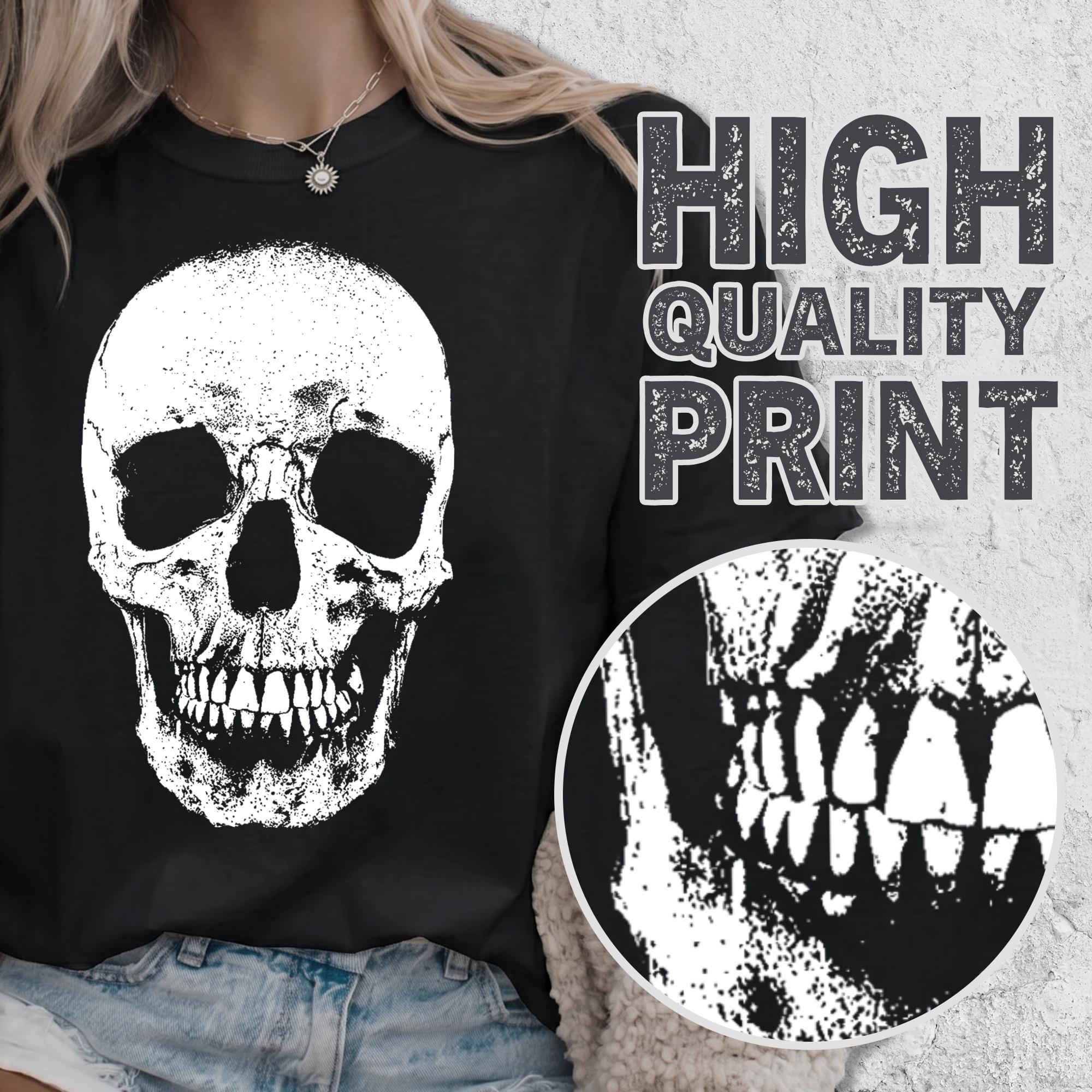 Y2K Skull Shirt, Vintage 2000s Style Skull Graphic Tee, Edgy