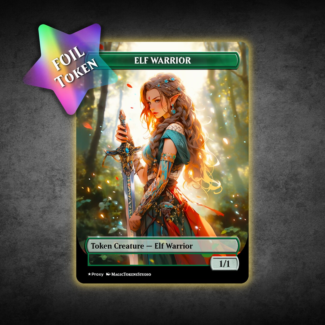 MTG Foil Elf Warrior Token Custom MTG Proxy Cards Anime - Etsy